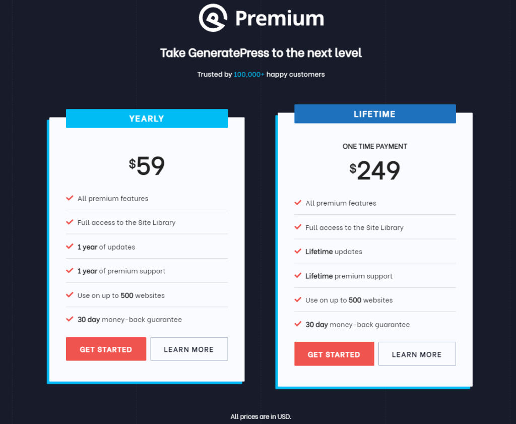 generatepress premium price plan